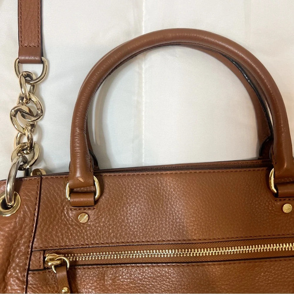Michael Kors Brown Leather Charm Tassel Medium Satchel - Picture 4 of 13